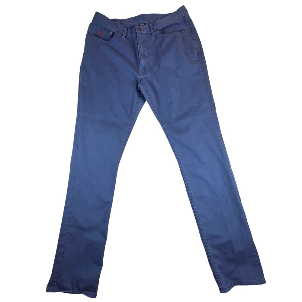 Polo Ralph Lauren 650 Straight Leg Blue Cotton Denim Pants Mens 36x33